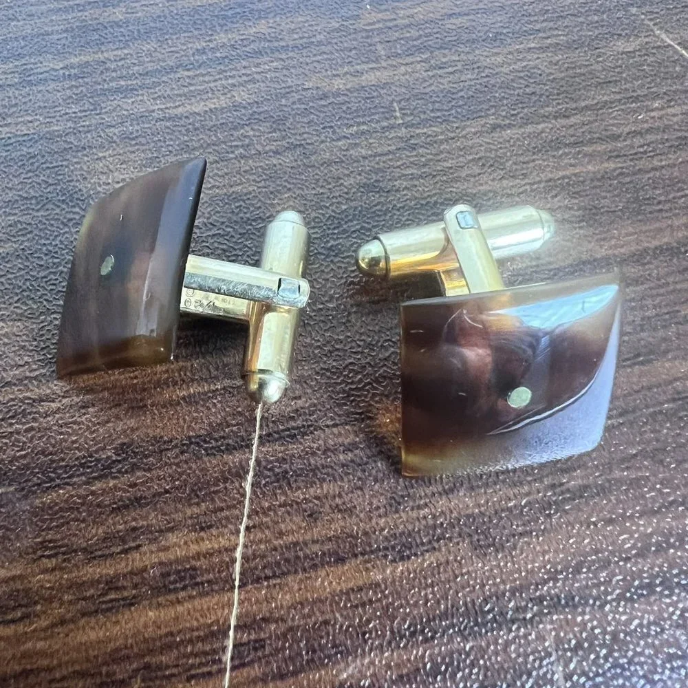 Victorian Faux Tortoise Shell & Gold‎ Cuff Links 1/20 12KT Gold Filled Cufflinks